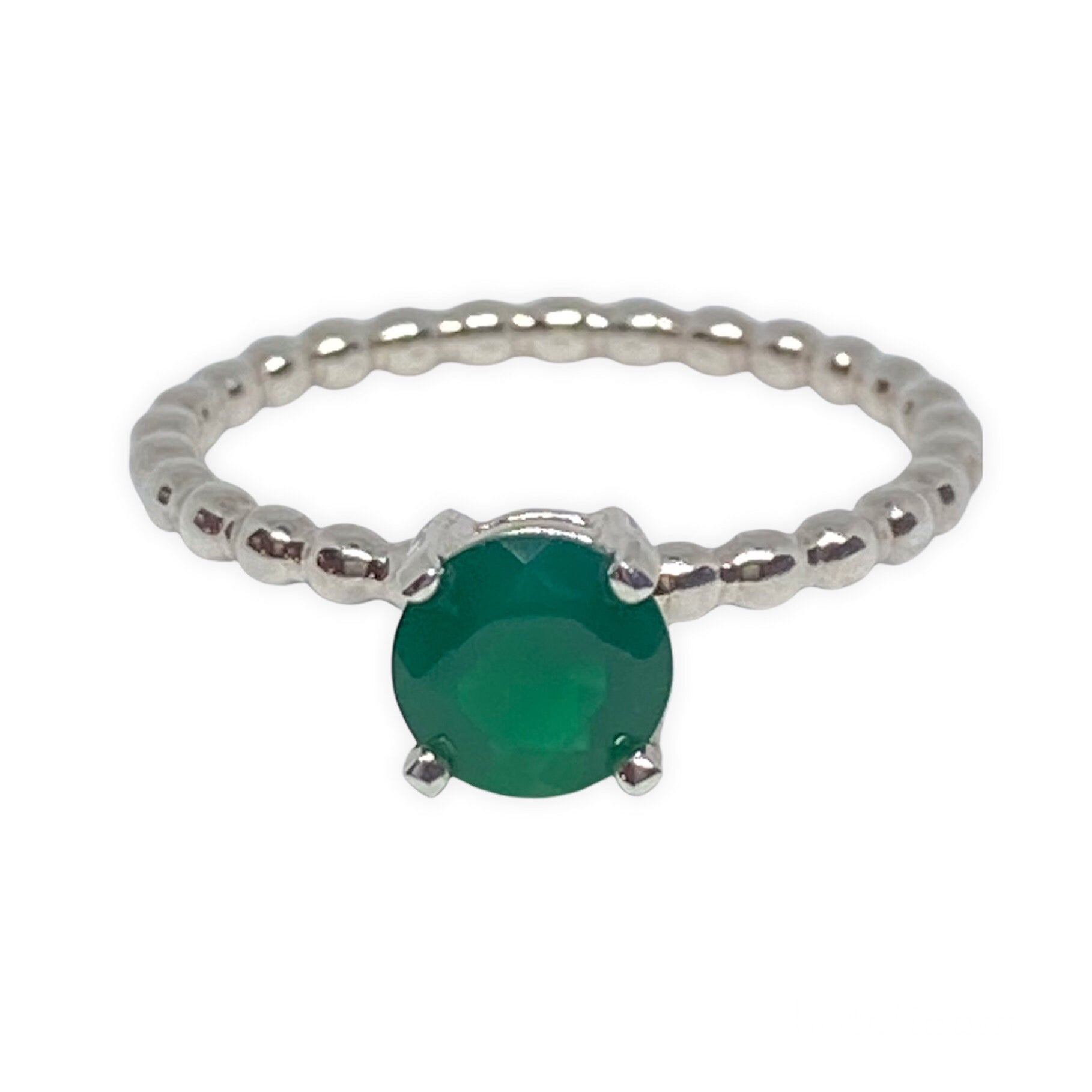 Green Onyx Halo Ring • Sterling Silver